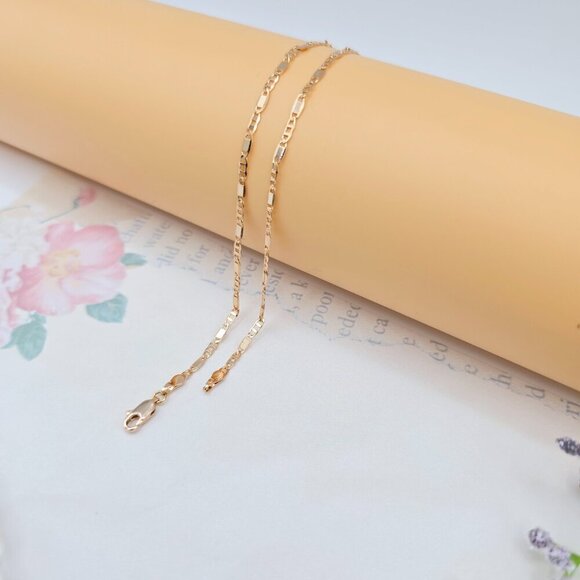 Rose Gold Figaro Chain Necklace with High Polish Finish - 44cm, XPNL0054 - Picture 9 of 12